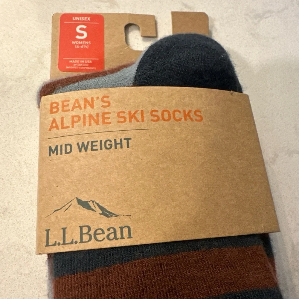LL Bean Alpine Ski Midweight‎ Socks Unisex Small Women’s 4-6.5 NWT Blue